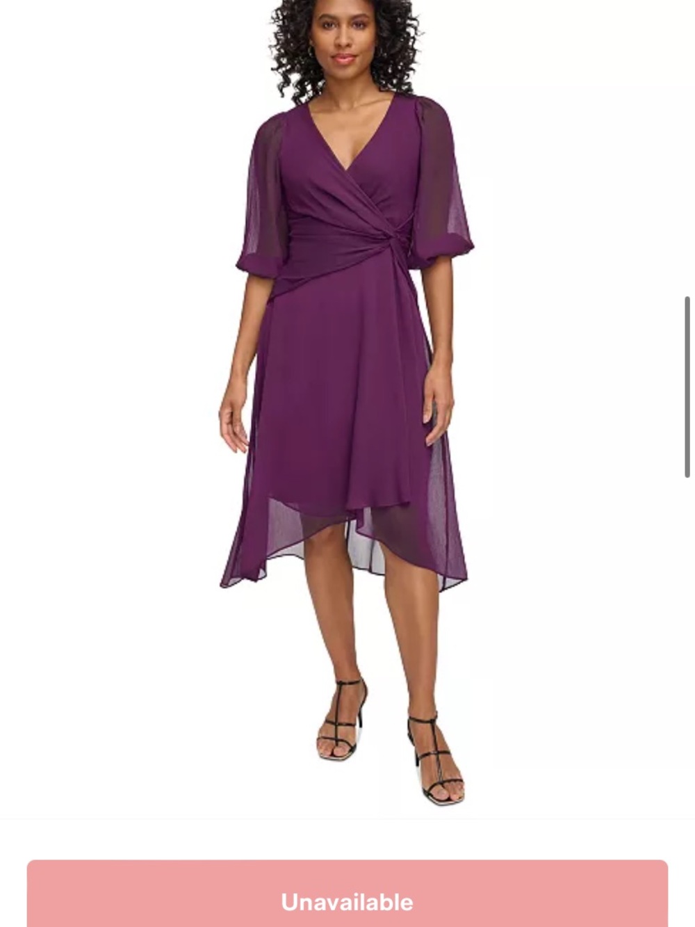 DKNY Plum Wrap-Front High-Low Dress
